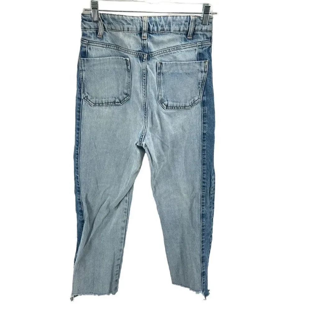 Maje Womens Straight Leg Jeans Denim Mid Rise 5 Pocket Casual Frayed Hem 38